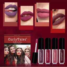 CurlyTales Set of 4 Weightless Matte Liquid Lipsticks 3 ml Each - Shade 01, 07, 08, 13-57