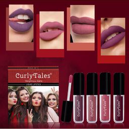 CurlyTales Set of 4 Weightless Matte Liquid Lipsticks 3 ml Each - Shade 01, 09, 10, 15-57