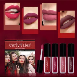 CurlyTales Set of 4 Weightless Matte Liquid Lipsticks 3ml Each - Shade 03 + 07 + 08 + 13-1
