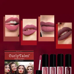CurlyTales Set of 4 Weightless Matte Liquid Lipsticks 3 ml Each - Shade 08, 09, 10, 13-36