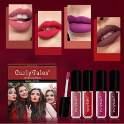 CurlyTales Set of 4 Weightless Matte Liquid Lipsticks 3ml Each - Shade 08 + 11 + 12 + 13-43