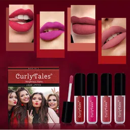 CurlyTales Set of 4 Weightless Matte Liquid Lipsticks 3 ml Each - Shade 03, 05, 06, 09-55