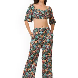 The Roadster Lifestyle Co Printed Top With Trousers Co-Ords-picture-39