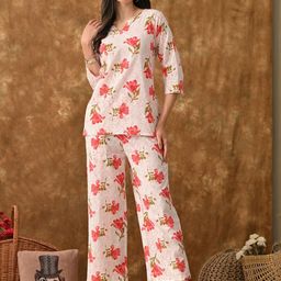 Saanvi Collection Floral Printed Pure Cotton Night Suit-image-27