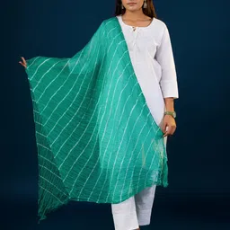 KCPC BANDHANI Striped Leheriya Dupatta-picture-53