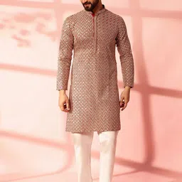 Anouk Men Embroidered Regular Thread Work Pure Cotton Kurta with Pyjamas-11