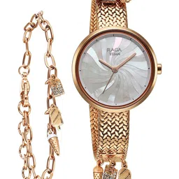 Titan Women Brass Embellished Dial & Bracelet Style Straps Analogue Watch 95253WM01F-picture-23