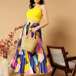 LookShine Printed A-Line Midi Skirts image 2
