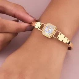 ANJNI CREATION American Diamond Gold-Plated Bangle-Style Bracelet-58