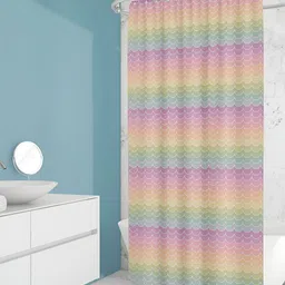 ArtzFolio Pink & Yellow Abstract Printed Waterproof Shower Curtain-3