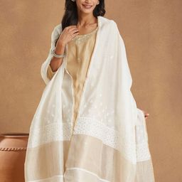 Fabindia Floral Embroidered Chikankari Dupatta-picture-38