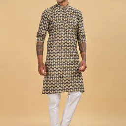 Anouk Brown & Beige Geometric Printed Pure Cotton Straight Kurta-picture-43