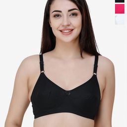 College Girl Women Pack of 3 Full Coverage Non Padded Cotton Bra-image-70