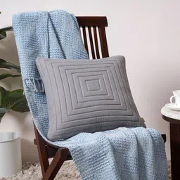 MASPAR Pin Stripe Blue Textured Cotton Square Cushion Cover-image-70