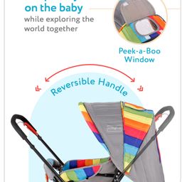 Babyhug Cosy Cosmo Stroller With Reversible Handle & Back Pocket - Vibgyor image 4