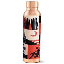UMAI Copper-Toned & Black Single Copper Printed Water Bottle-image-38
