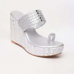 GLAM STORY Embellished PU Party Wedge Sandals with Bows-52