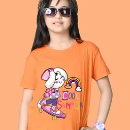 NUSYL Girls Graphic Printed Round Neck Cotton Oversized T-shirt-50