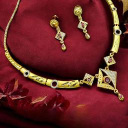 RAJASTHANI GAHANA Brass-Plated Stone-Studded Jewellery Set-image-34