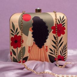 ARTKLIM Curly Hair Printed Buckle Detail Box Clutch-image-90