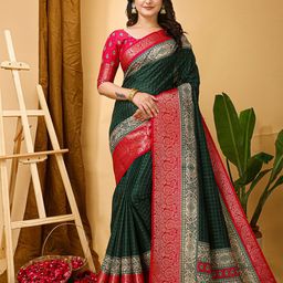 KAYOMMI Checked Zari Kanjeevaram Saree-5