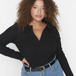 Trendyol Women Solid Shirt Collar Top-picture-28