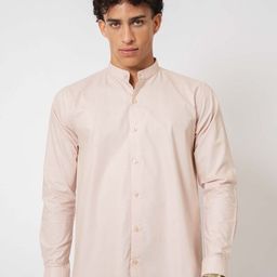Hallstatt Life Men Tailored Fit Solid Mandarin Collar Cotton Casual Shirt-image-25