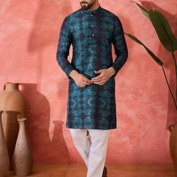 Sangria Printed Mandarin Collar Straight Kurta-picture-11