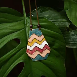 Ekibeki Copper Enamel Wave Pendant Necklace-39