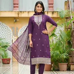 DISHWA FASHION Women Ethnic Motifs Embroidered Regular Thread Work Kurta with Trousers & With Dupatta-picture-31