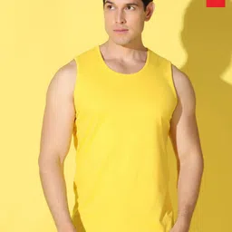 WOOSTRO Pack Of 2 Printed Combed Cotton Gym Vests VWS26(PLAIN YELLOW)(98 RED)-image-61
