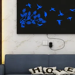 ANIKAA LumiAvi Black & Blue Nature Inspired Wall Art With LED Light & Power Adapter-image-55