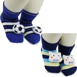 NESKA MODA 6 To 12 Months Baby Set Of 2 Pair Cotton Anti Slip Face Ankle Socks/ Booties-image-67