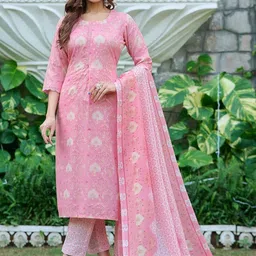 SZN Floral Printed Straight Kurta With Trousers And Dupatta-53