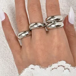 Jewels Galaxy Set Of 4 Silver Plated Midi Adjustable Finger Rings-image-10