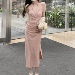 StyleCast Halter Neck Sleeveless Sheath Midi Dress-image-38