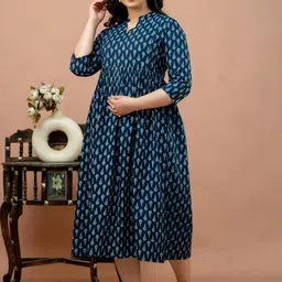 CELEBRAVO Women Printed Cotton Fit & Flared Maxi Maternity Ethnic Dresses-picture-58