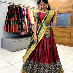 Fabcartz Woven Design Semi-Stitched Lehenga & Unstitched Blouse With Dupatta-image-66