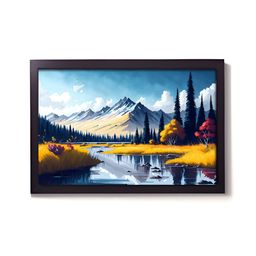 Aura Blue & Yellow 1 Piece Synthetic Wood Abstract Wall Paintings-image-61