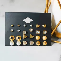PolluxCraft Korean Gold Plated Pearls Contemporary Studs-51