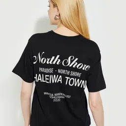 max Women Typography Printed Round Neck Cotton Oversized T-shirt-image-72