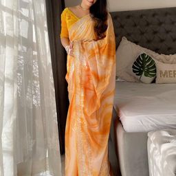 A.G.M.G FASHION Tie and Dye Dyed Embellished Border Pure Silk Saree-image-62