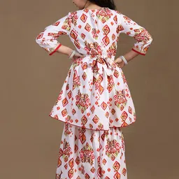 BAESD Girls Ethnic Motifs Printed Regular Sequinned A-Line Kurta with Sharara image 4