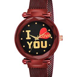 CSAMON Women Printed Dial Magnetic Straps Analogue Watch Red Love You Maganet-image-69