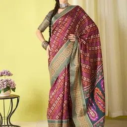 all about you Woven Design Zari Silk Blend Ikat Saree-image-93