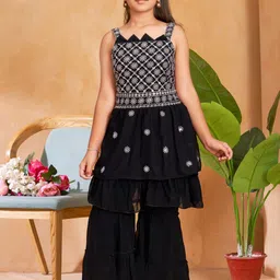 BAESD Girls Floral Embroidered Regular Kurta with Palazzos-image-38