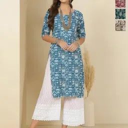 Anouk Rustic Women Pack of 4 Geometric Printed Daily Straight Kurtas-image-97