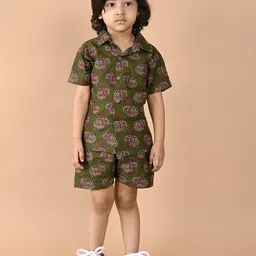 MoMaa Boys Printed Short Sleeves Pure Cotton Shirt With Shorts-16