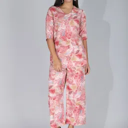 FIMS Floral Printed V-Neck Tunic With Palazzos Co-Ords-image-10