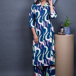 The Kalakriti House Women Ethnic Motifs Printed Regular Liva Kurta with Palazzos-picture-33